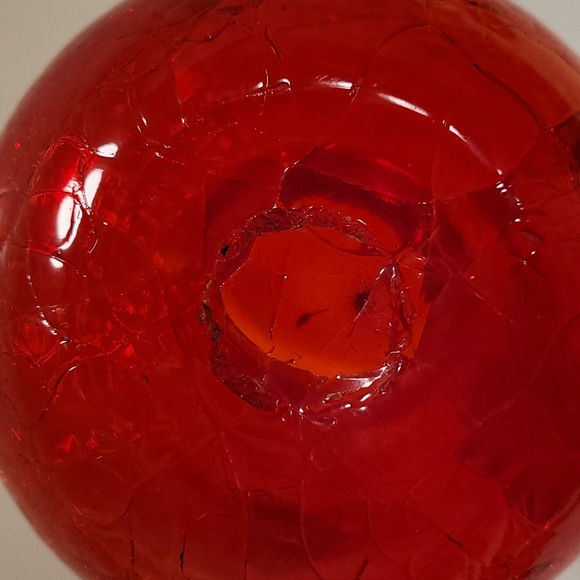 Vintage Hand Blown Ruby Red Crackled Glass Pitcher - Picture 13 of 16